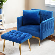 Load image into Gallery viewer, Artiss Armchair Ottoman Accent Chair Pillow Velvet Blue