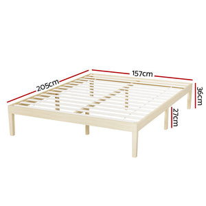 Bed Frame Queen Size Wooden Base Mattress Platform Timber Pine BRUNO