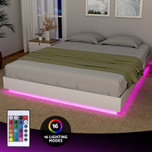 Load image into Gallery viewer, Artiss Double Bed Frame with 16Colour Led Light Wooden Platform Bed Base DAYGLOW