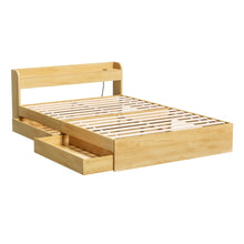Load image into Gallery viewer, Artiss Bed Frame Double Size with Charging Ports and 2 Drawers AURA
