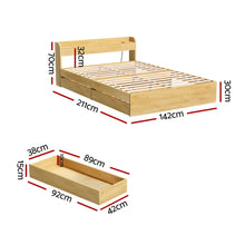 Load image into Gallery viewer, Artiss Bed Frame Double Size with Charging Ports and 2 Drawers AURA