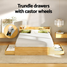 Load image into Gallery viewer, Artiss Bed Frame Double Size with Charging Ports and 2 Drawers AURA