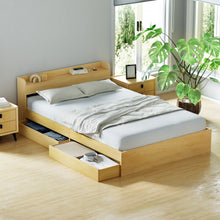 Load image into Gallery viewer, Artiss Bed Frame Double Size with Charging Ports and 2 Drawers AURA