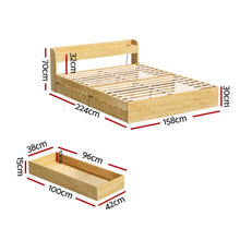 Load image into Gallery viewer, Artiss Bed Frame Queen Size with Charging Ports and 2 Drawers AURA