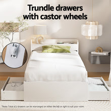 Load image into Gallery viewer, Artiss Bed Frame Single Size with Charging Ports and 2 Drawers AURA