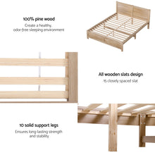 Load image into Gallery viewer, Artiss Bed Frame Double Size Wooden Acacia Wood OATMEAL