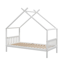 Load image into Gallery viewer, Artiss Bed Frame Wooden Base Kids Single Timber House Beds White
