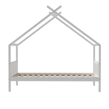 Load image into Gallery viewer, Artiss Bed Frame Wooden Base Kids Single Timber House  with 2 Storage Drawers Beds White