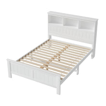 Load image into Gallery viewer, Artiss Bed Frame Double Size Wooden with 3 Shelves Bed Head White