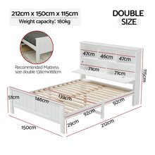 Load image into Gallery viewer, Artiss Bed Frame Double Size Wooden with 3 Shelves Bed Head White