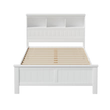 Load image into Gallery viewer, Artiss Bed Frame Double Size Wooden with 3 Shelves Bed Head White