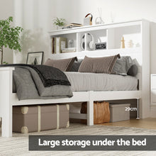 Load image into Gallery viewer, Artiss Bed Frame Double Size Wooden with 3 Shelves Bed Head White
