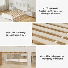 Load image into Gallery viewer, Artiss Bed Frame Double Size Wooden with 3 Shelves Bed Head White