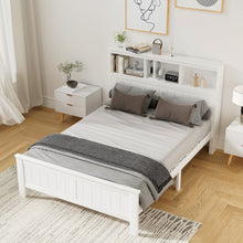 Load image into Gallery viewer, Artiss Bed Frame Double Size Wooden with 3 Shelves Bed Head White