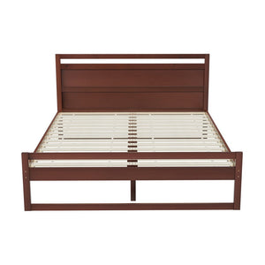 Bed Frame Queen Size Wooden Walnut WITTON