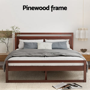 Bed Frame Queen Size Wooden Walnut WITTON