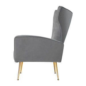 Artiss Armchair Lounge Accent Chairs Armchairs Chair Velvet Sofa Grey Seat Kings Warehouse 