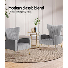 Load image into Gallery viewer, Artiss Armchair Lounge Accent Chairs Armchairs Chair Velvet Sofa Grey Seat Kings Warehouse 
