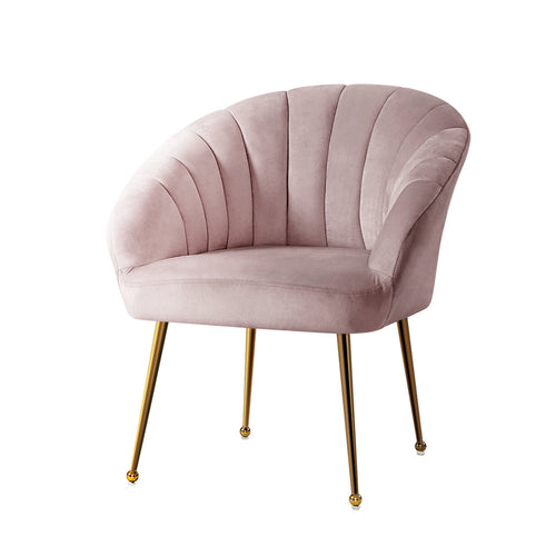 Artiss Armchair Lounge Chair Armchairs Accent Chairs Velvet Sofa Pink Couch Kings Warehouse 
