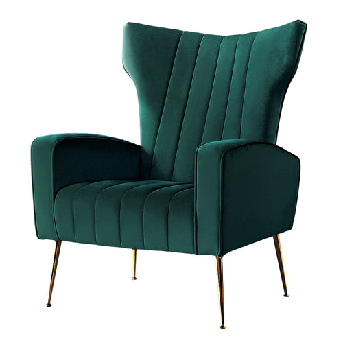 Artiss Armchair Lounge Chairs Accent Armchairs Chair Velvet Sofa Green Seat Kings Warehouse 