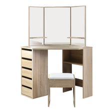 Load image into Gallery viewer, Artiss Corner Dressing Table Mirror Stool Set Makeup Vanity Desk Chair Oak bedroom furniture Kings Warehouse 