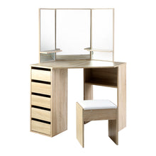 Load image into Gallery viewer, Artiss Corner Dressing Table Mirror Stool Set Makeup Vanity Desk Chair Oak bedroom furniture Kings Warehouse 