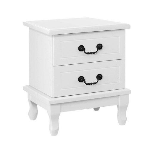 Bedside Table 2 Drawers - KUBI White Furniture Kings Warehouse 