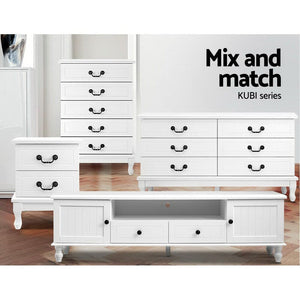 Bedside Table 2 Drawers - KUBI White Furniture Kings Warehouse 