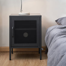 Load image into Gallery viewer, Bedside Table Mesh Door Cabinet - Black Furniture Kings Warehouse 