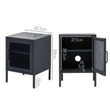 Load image into Gallery viewer, Bedside Table Mesh Door Cabinet - Black Furniture Kings Warehouse 