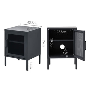 Bedside Table Mesh Door Cabinet - Black Furniture Kings Warehouse 