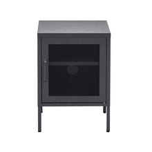 Load image into Gallery viewer, Bedside Table Mesh Door Cabinet - Black Furniture Kings Warehouse 