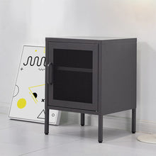 Load image into Gallery viewer, Bedside Table Mesh Door Cabinet - Black Furniture Kings Warehouse 