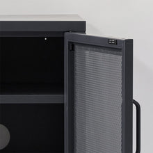 Load image into Gallery viewer, Bedside Table Mesh Door Cabinet - Black Furniture Kings Warehouse 