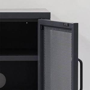 Bedside Table Mesh Door Cabinet - Black Furniture Kings Warehouse 