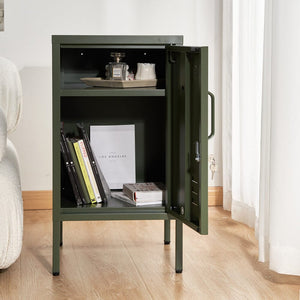 Bedside Table Metal Cabinet - Green Furniture Kings Warehouse 