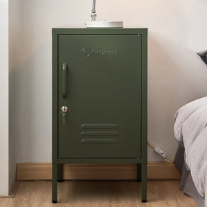 Bedside Table Metal Cabinet - Green Furniture Kings Warehouse 