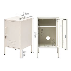 Bedside Table Metal Cabinet - White Furniture Kings Warehouse 