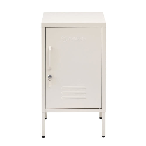 Bedside Table Metal Cabinet - White Furniture Kings Warehouse 