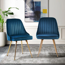 Load image into Gallery viewer, Dining Chairs Velvet Blue Set of 2 Nappa dining Kings Warehouse 