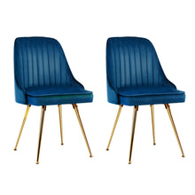 Load image into Gallery viewer, Dining Chairs Velvet Blue Set of 2 Nappa dining Kings Warehouse 