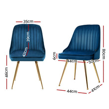 Load image into Gallery viewer, Dining Chairs Velvet Blue Set of 2 Nappa dining Kings Warehouse 