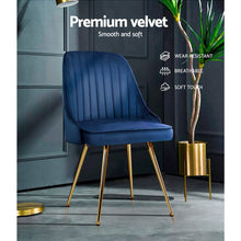 Load image into Gallery viewer, Dining Chairs Velvet Blue Set of 2 Nappa dining Kings Warehouse 