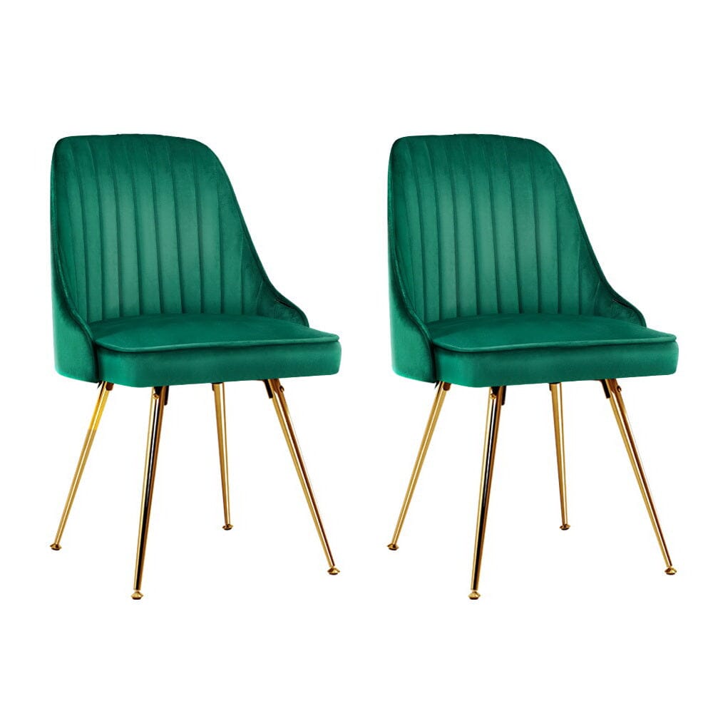 Dining Chairs Velvet Green Set of 2 Nappa dining Kings Warehouse 