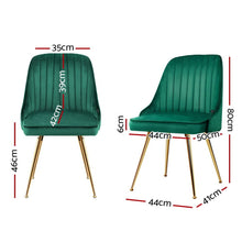 Load image into Gallery viewer, Dining Chairs Velvet Green Set of 2 Nappa dining Kings Warehouse 