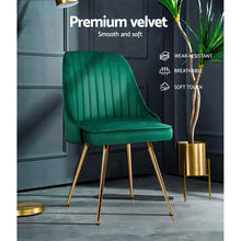 Load image into Gallery viewer, Dining Chairs Velvet Green Set of 2 Nappa dining Kings Warehouse 