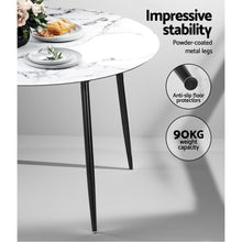 Load image into Gallery viewer, Dining Table Round Wooden Table With Marble Effect Metal Legs 110CM White Kings Warehouse 