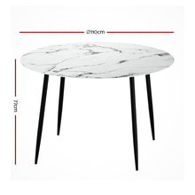 Load image into Gallery viewer, Dining Table Round Wooden Table With Marble Effect Metal Legs 110CM White Kings Warehouse 