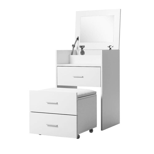 Dressing Table Bedside Tables 2-in-1 Set Hidden Makeup Mirror Storage Drawers Kings Warehouse 