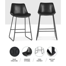 Load image into Gallery viewer, Kings Set of 2 Bar Stools Kitchen Metal Bar Stool Dining Chairs PU Leather Black Kings Warehouse 